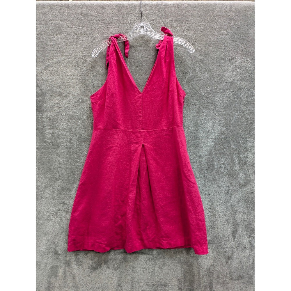 Hot Pink Linen Sleeveless‎ Dress Womens 12 Summer Sun Dress Tropical Cruise